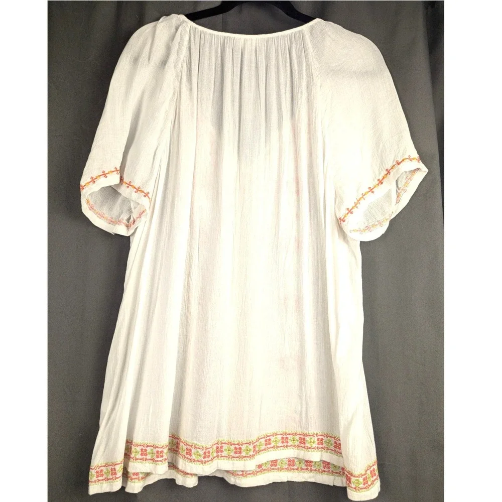 XL J. Jill White Embroidered Peasant Top Boho Floral Tassel Granola Blouse - Picture 2 of 10